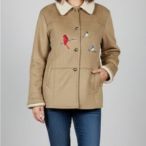 Alfred Dunner Tan Teddy Sherpa Fall Spring Cozy Jacket Women's Plus Size 16